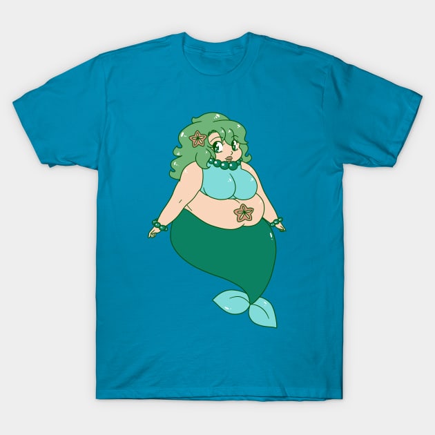 Chubby Green-Haired Mermaid T-Shirt by saradaboru
